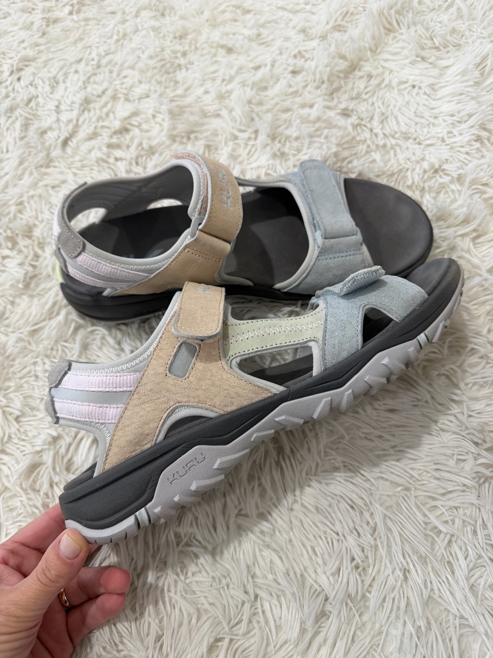 Kuru TREAD Women’s Hiling Sandal - size 12 - multi dove gray